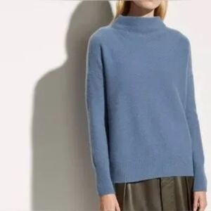 VINCE Blue Wool Cashmere funnel neck sweater size Small